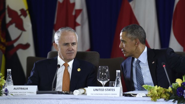 Mr Turnbull and US President Barack Obama - pictured at the Asia-Pacific Economic Cooperation summit in November - will meet in the Oval Office on Tuesday, local time.