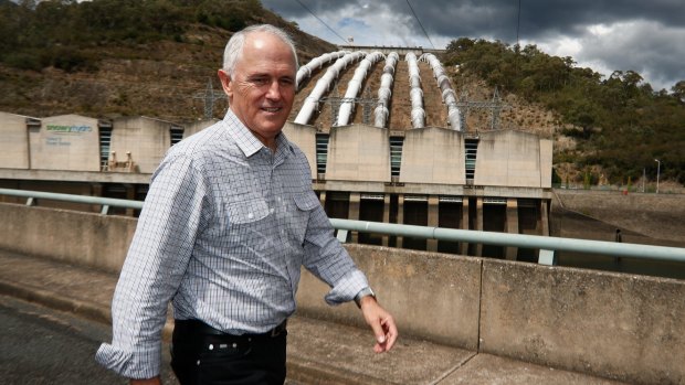Malcolm Turnbull at the Snowy power station. The government wants to expand the scheme's capacity.