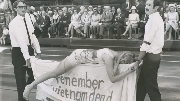 A ''float'' with a difference in 1966 during an anti-Vietnam War protest.
