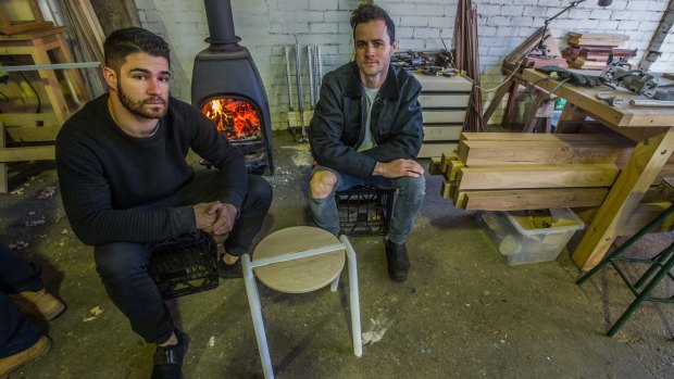 Rene Linssen and Elliot Bastianon with their Stance Stool. 