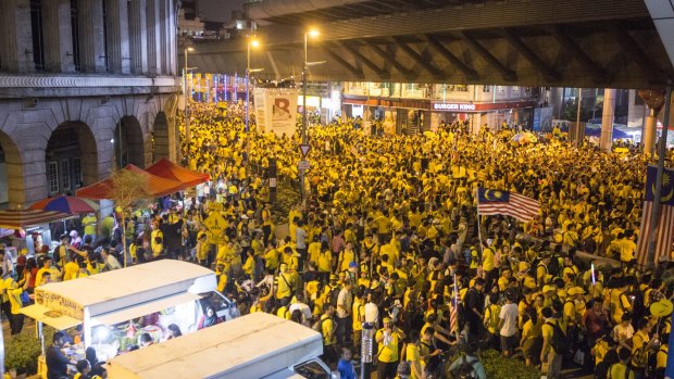 Reform-minded Bersih protesters who want Prime Minister Najib Razak to step aside gather in Kuala Lumpur in August.