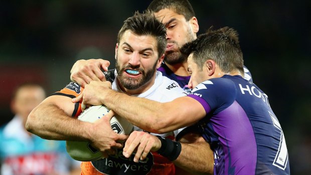 Game-breaker: James Tedesco starred in the Tigers' loss to the Storm.