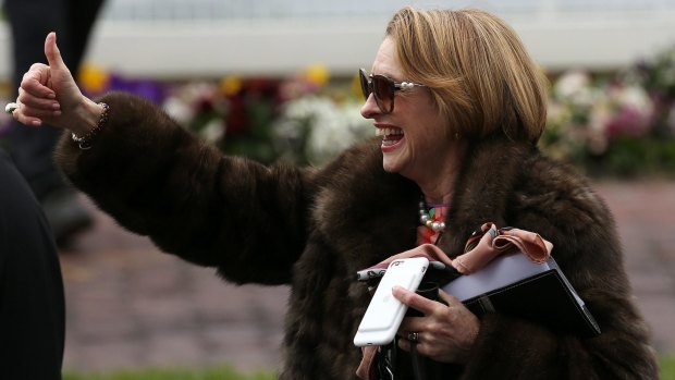 Gai's day: Trainer Gai Waterhouse delighted after Pinot's victory in the Ethereal Stakes.