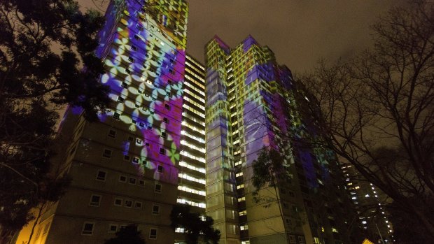 Fractures by Jacob Tolo and Susan Maco Forrester for the Gertrude Street Projection Festival.