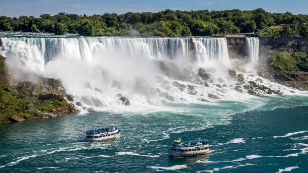 The American Falls as seen from Niagara Falls Canada. 