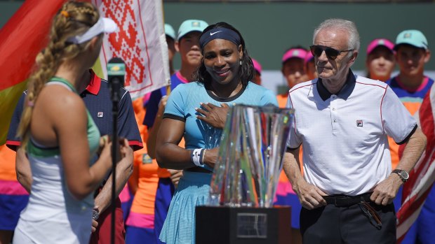 Serena slam: Indian Wells tournament director Raymond Moore with Serena Williams.