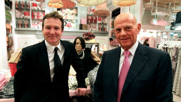 Happy days: Premier Investments chair, Solly Lew (right) and chief executive Mark McInnes at a Peter Alexander store.