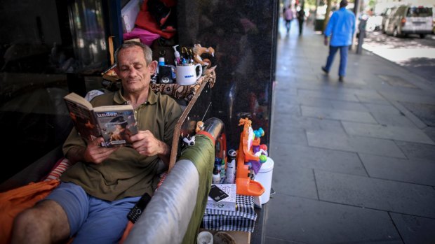 Bobby on King Street, one of the people sleeping rough in the CBD.