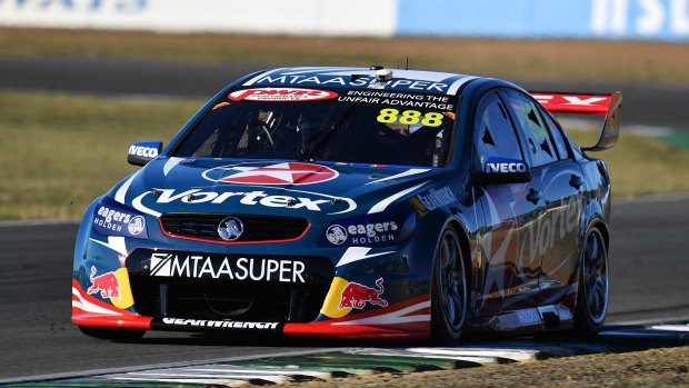 Bullet: Craig Lowndes drives the #888 TeamVortex Holden Commodore in Ipswich.