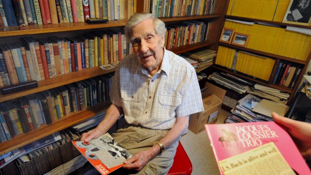 Bill Hoffman pictured at home in 2010 with some of his music memorabilia that he donated to the  ACT Heritage Library. Now his record collection is up for sale. 