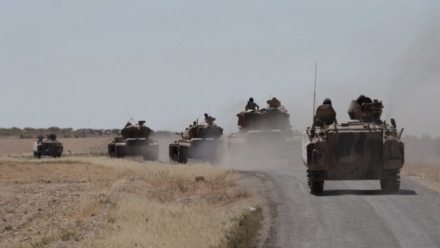 Turkish troops and allied Syrian rebels expelled the Islamic State group from the last strip of territory it controlled along the Syrian-Turkish border on Sunday.
