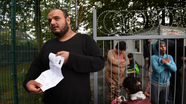 Rafaa Younis from Libya outside a refugee camp on the outskirts of the small town of Hilbersdorf in Germany in September 2015.