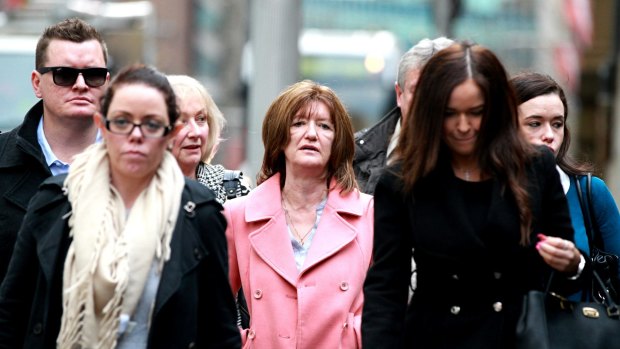 The family of deceased Nicholas McEvoy leave the NSW Supreme Court on Monday.  