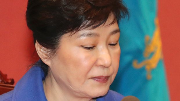 South Korean President Park Geun-hye attends an emergency Cabinet meeting in December.