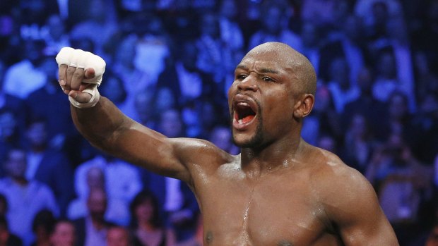 Floyd Mayweather jnr celebrates his welterweight title fight win over Manny Pacquiao. The bout was the biggest-earning pay-per-view event ever. 
