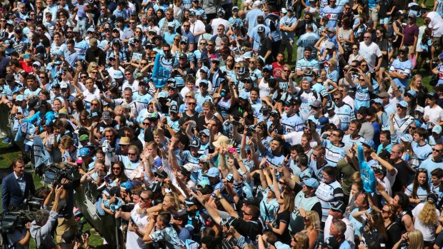 More than 10,000 Sharks fans are believed to have celebrated with the players at Shark Park.