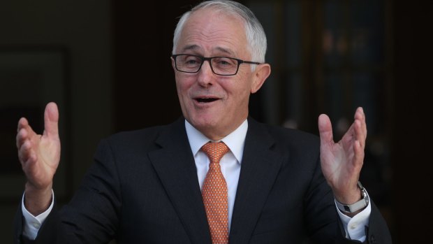 Prime Minister Malcom Turnbull after the High Court ruled Barnaby Joyce to be ineligible for Parliament on Friday. 