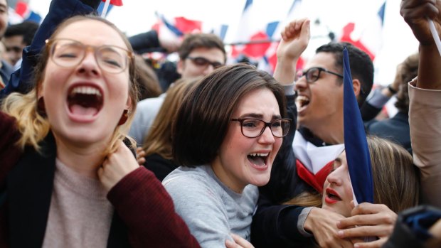 Emmanuel Macron's young supporters were jubilant at the emphatic result. 