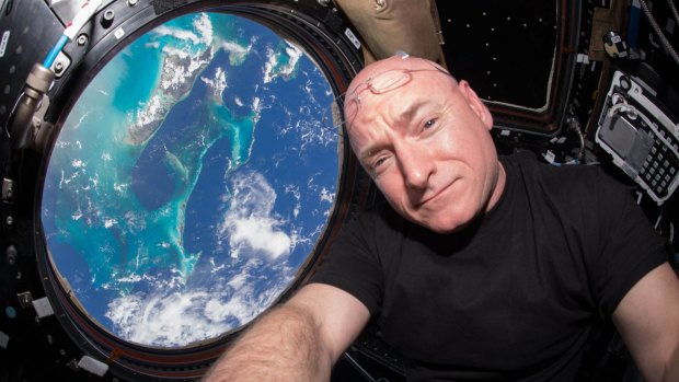 Space selfie: NASA astronaut Scott Kelly poses in the International Space Station.
