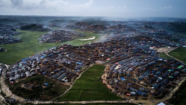 An aerial view of the Balukhali refugee camp in Bangladesh.