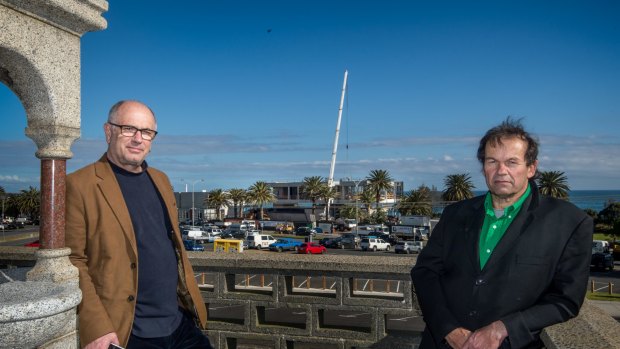 Former St kilda Deputy Mayor David Brand and former Mayor Dick Gross are concerned about the building mass of the new Stokehouse, it takes away some of the view from the Esplanade. 