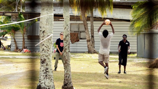 Asylum seekers during recreational time at Nauru detention centre.