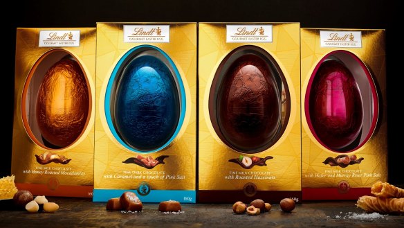 Lindt's range of Gourmet Easter Eggs.