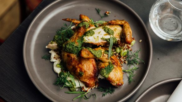 Confit chicken, salsa verde and smoked yoghurt.