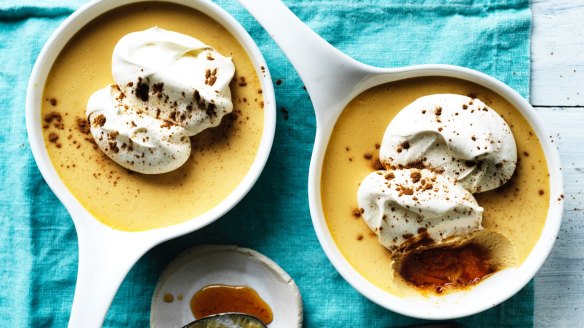 Adam Liaw's apricot creme caramel.