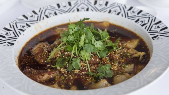 Chef's special fish fillet in chilli oil.