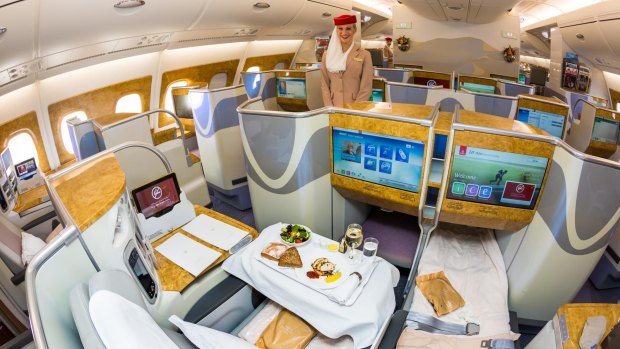 Emirates Airbus A380 business class. 