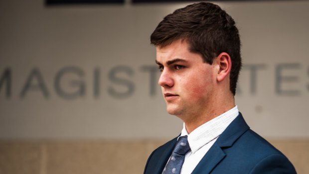 ADFA cadet Jack Toby Mitchell leaves the ACT Magistrates Court in June.