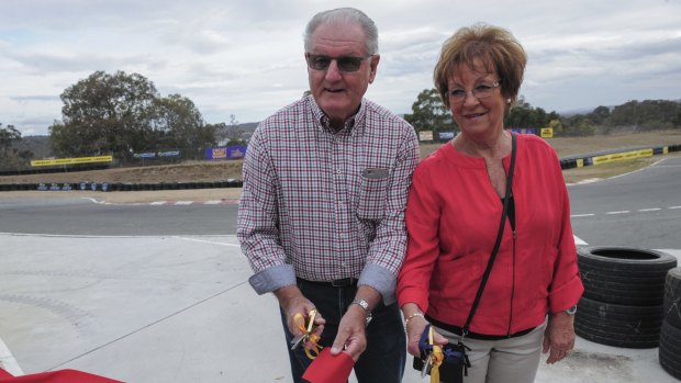 Mark Webber's parents Alan and Diane at the Circuit Mark Webber in April. The former Formula One star raced at the track in the early stages of his career. 
