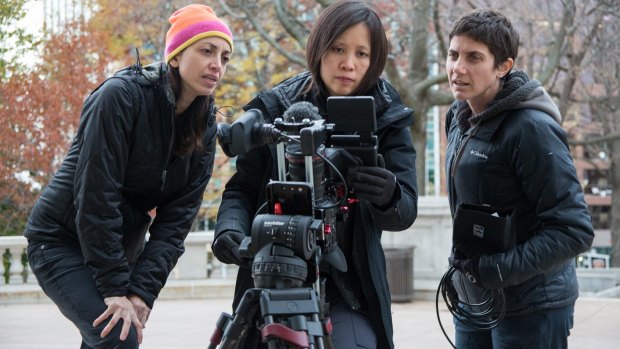 Making <i>Making a Murderer</i>: creators Laura Ricciardi (left) and Moira Demos (right) with cinematographer Iris Ng.