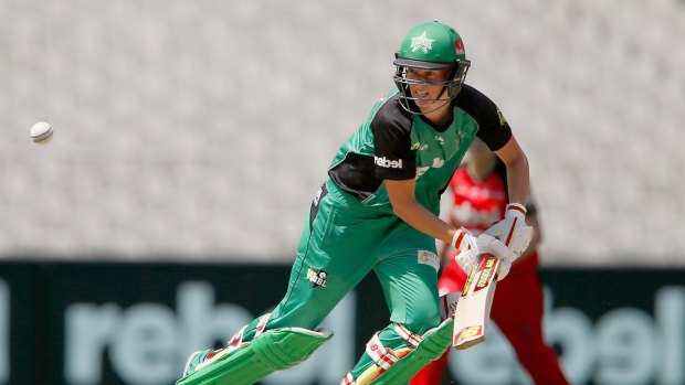 Meg Lanning of the Stars bats during the WBBL match between the Melbourne Stars and the Melbourne Renegades at the MCG.