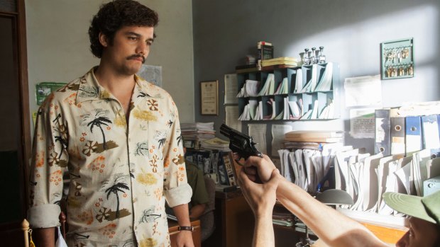 Wagner Moura plays drug kingpin Pablo Escobar, who dominated Medellin until his death in 1993, in the Netflix series <i>Narcos</I>.