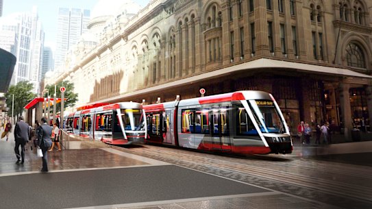 An artist's impression of the city leg of the planned eastern suburbs light rail line.
