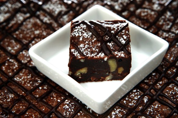 Triple-chocolate brownies.