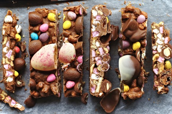 This colourful rocky road is also a great way to use up leftover Easter choccies.