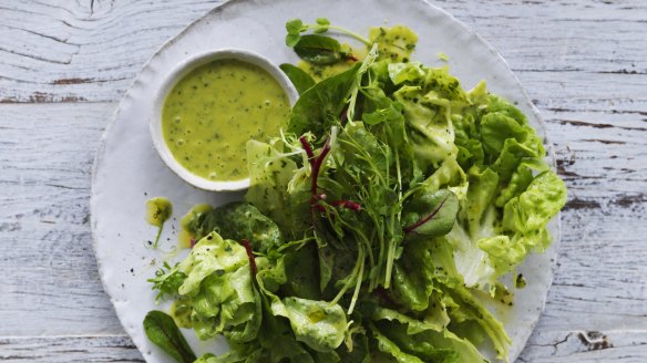 A simple leaf salad is the perfect partner to just about anything: a bit of salmon cooked in a pan for five minutes, a steak, roast chook or a cheese platter.