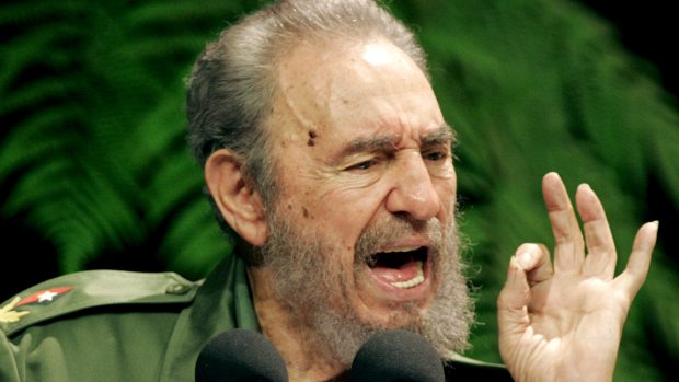 Fidel Castro makes a speech in 2005. 