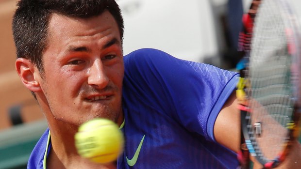 Australia's Bernard Tomic during his first round loss to Austria's Dominic Thiem at the French Open on Sunday.