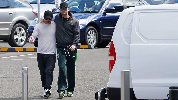 David Warner and Michael Clarke arrive at the SCG.