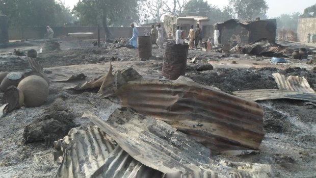 The remnants of houses in Dalori village, 5 kilometres from Maiduguri.