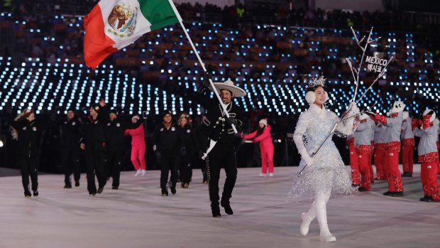 Mexico enters the stadium during the opening ceremony of the 2018 Winter Olympics in PyeongChang on Friday.