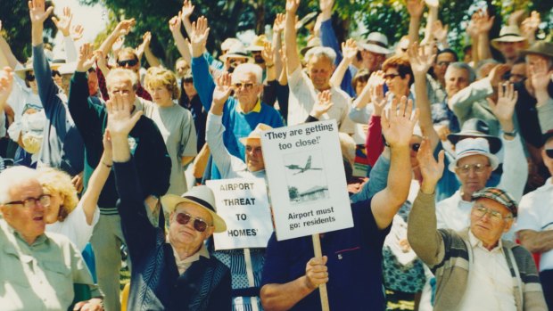 Essendon residents have long asked for the airport to be shut - including at this rally in 1993. 