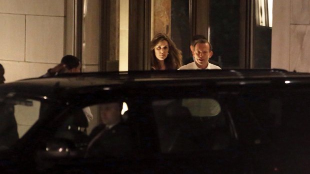 Former prime minister Tony Abbott and Ms Credlin pictured in New York in 2014.