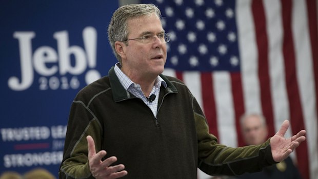 Republican presidential candidate and former Florida governor Jeb Bush speaks during a campaign stop in Newport, New Hampshire, on Thursday. 