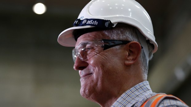 Prime Minister Malcolm Turnbull during a tour of the Snowy Hydro Tumut 3 power station in Talbingo on Thursday.