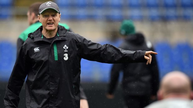 Meticulous: Ireland head coach Joe Schmidt barks out the orders at training. 